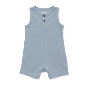 NWT Baby Boy Solid Tank Henley Romper, Size 0-3 months